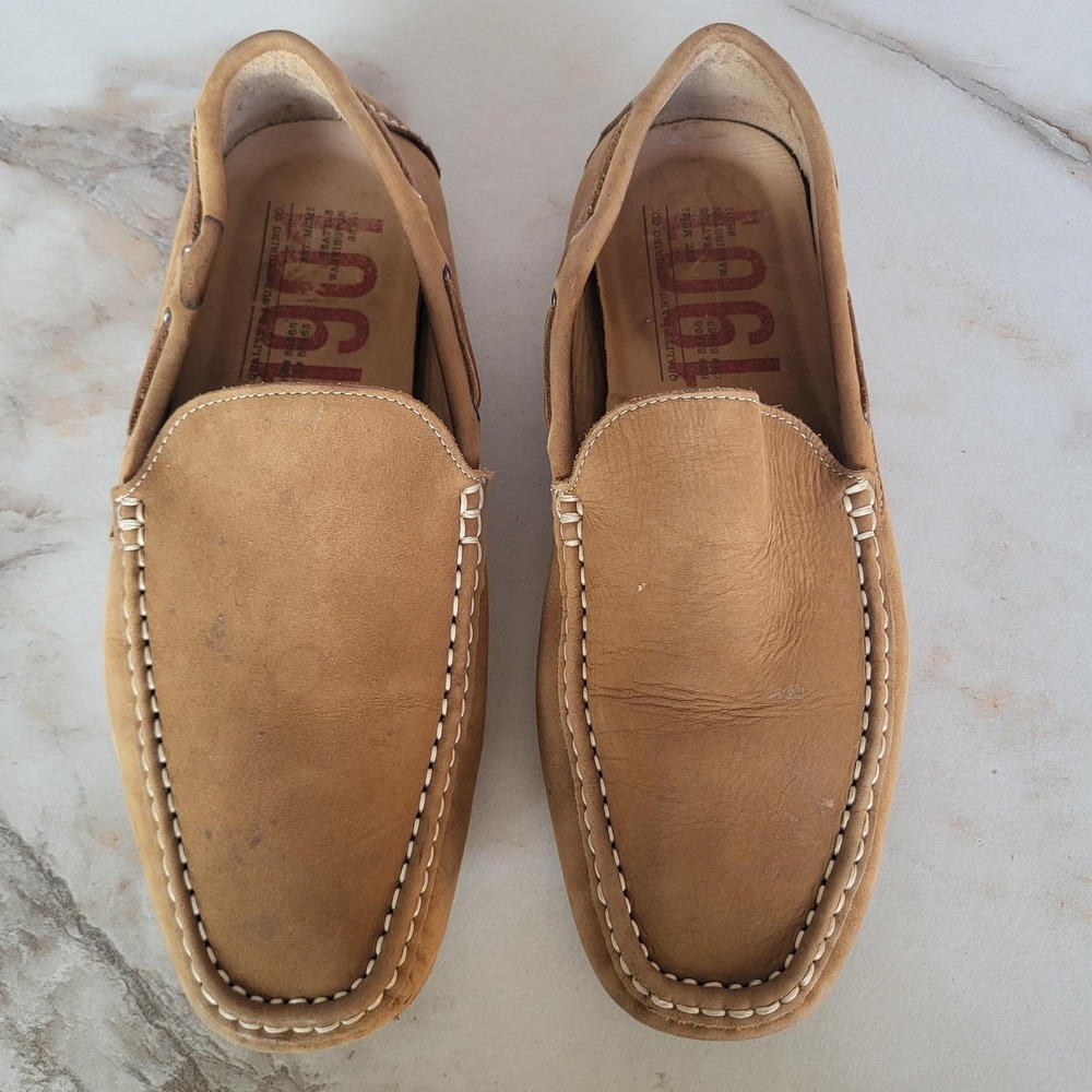 1901 Mens Size 8.5 Brown Leather Slip On Moccasin Loafers Casual Driving